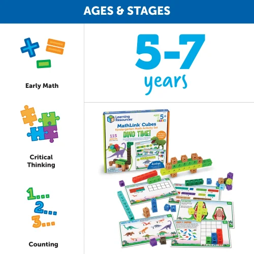 Alternative view of Learning Resources Puzzle MathLink® Cubes Kindergarten Math Activity Set: Dino Time!
