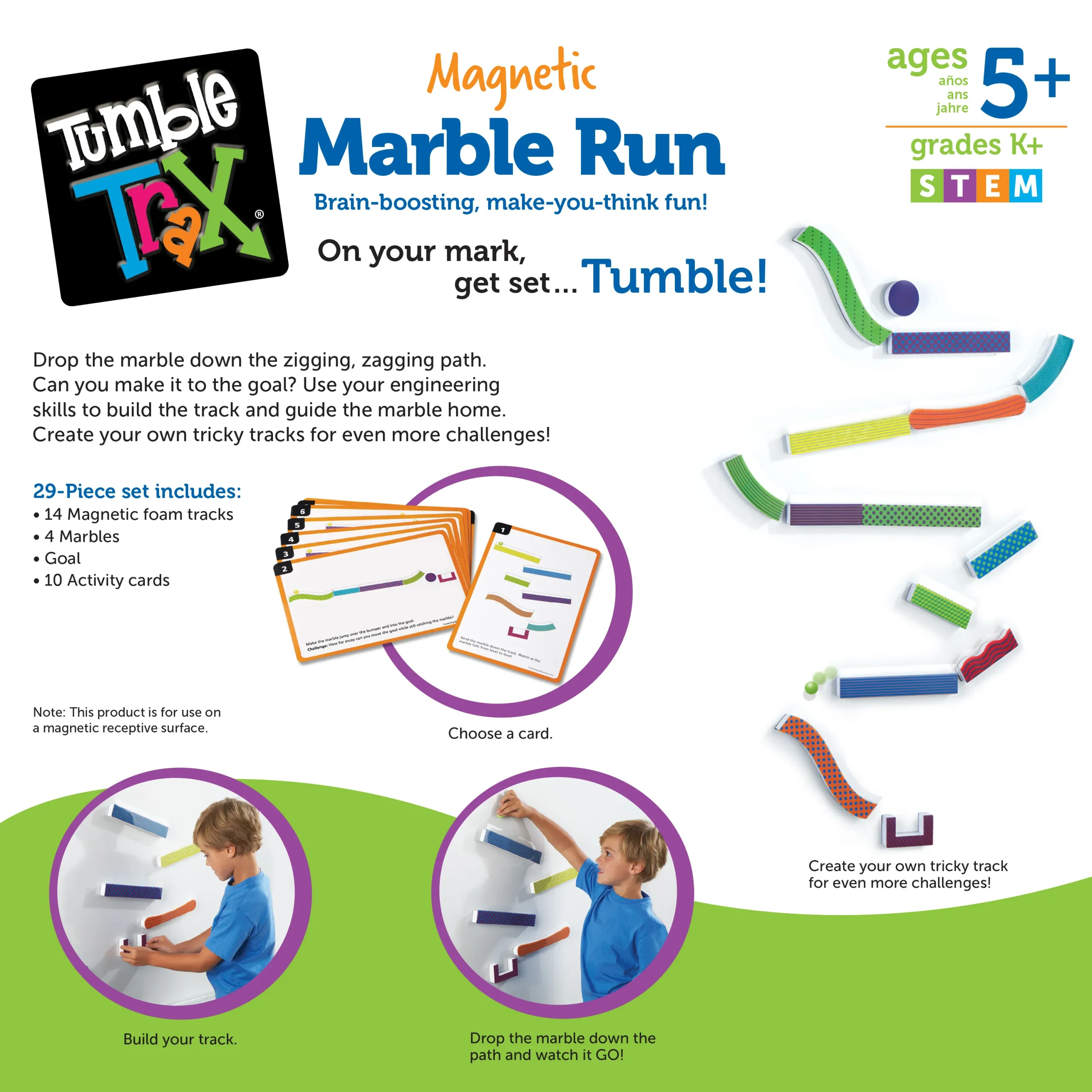 Learning Resources Puzzle Tumble Trax® Magnetic Marble Run - Image 2