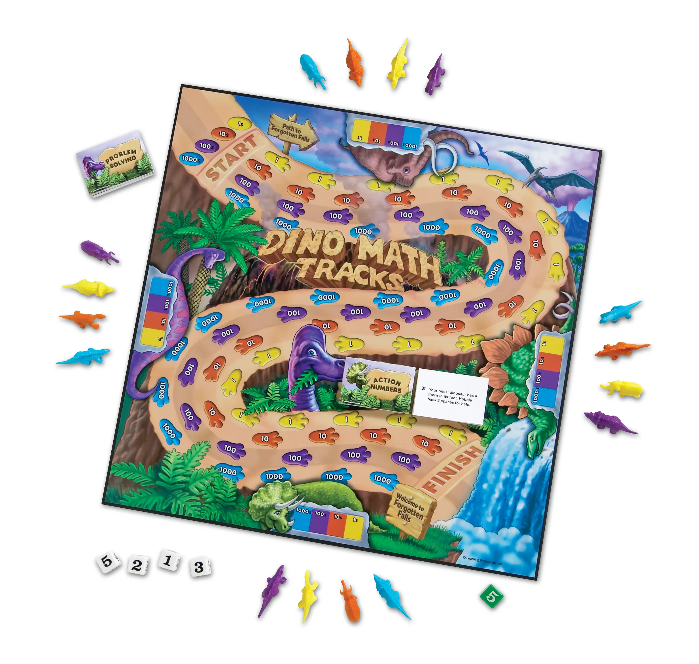 Learning Resources Puzzle Dino Math Tracks Place Value Game - Image 3