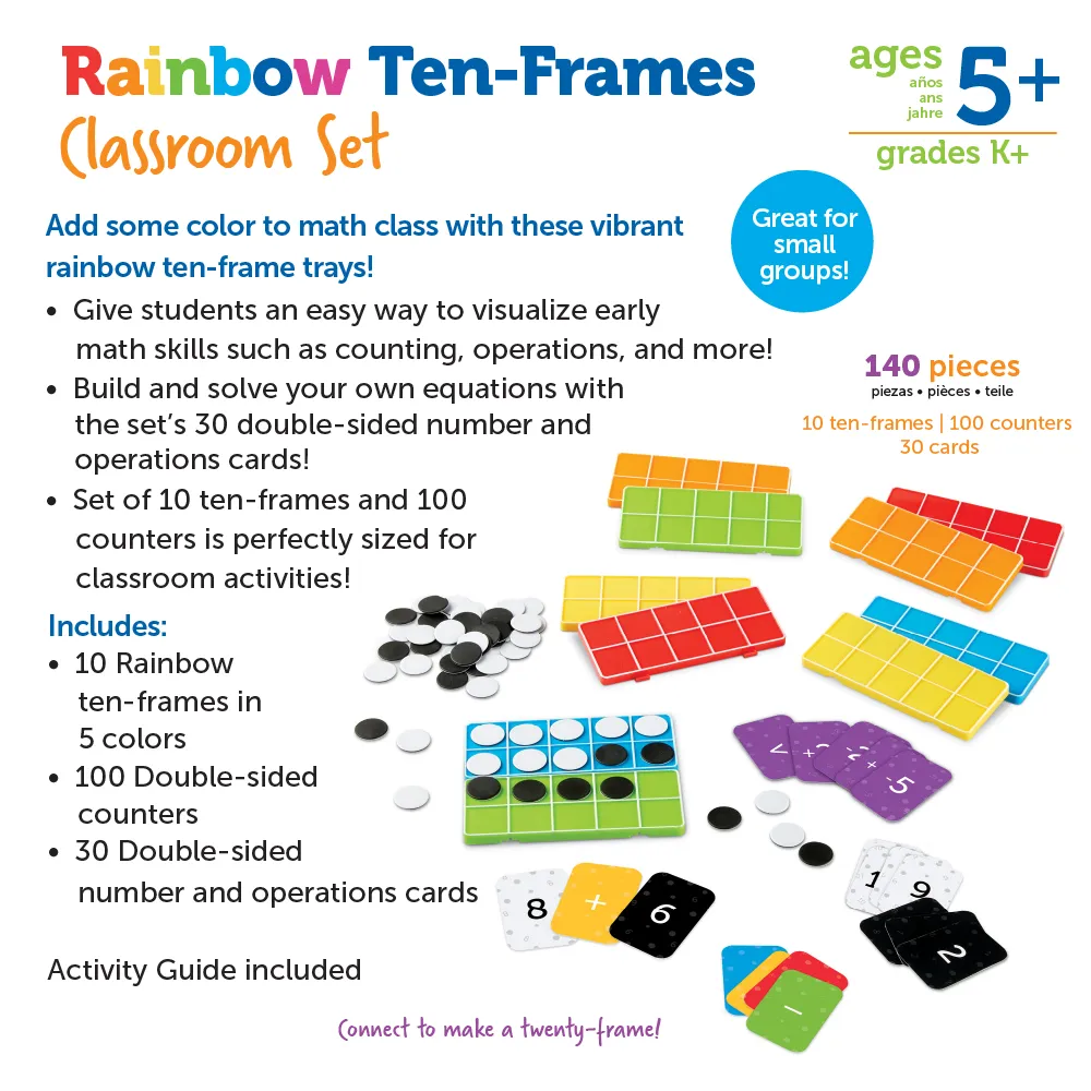 Learning Resources Puzzle Rainbow Ten-Frames Classroom Set - Image 2