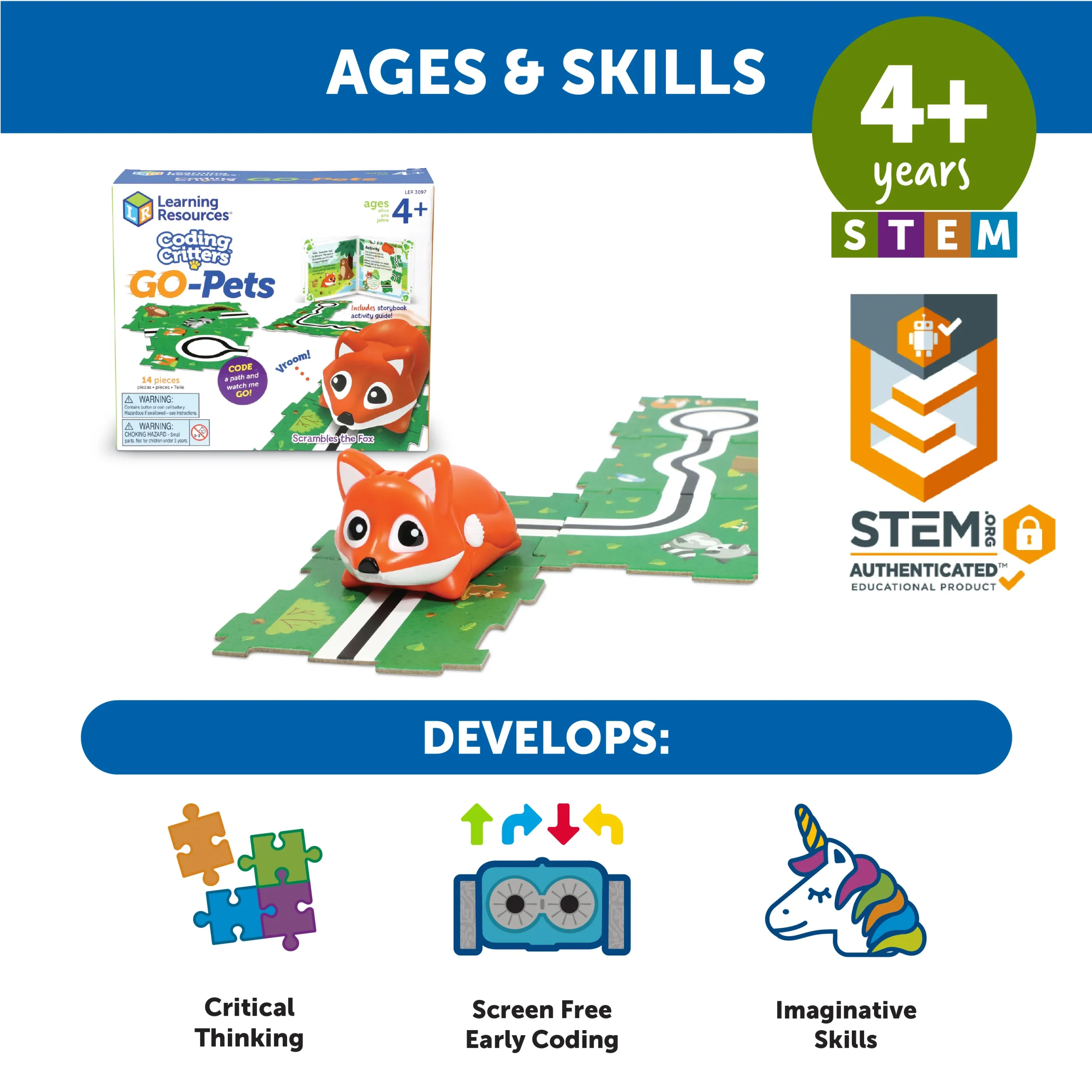 Learning Resources Puzzle Coding Critters® Go-Pets: Scrambles the Fox - Image 2