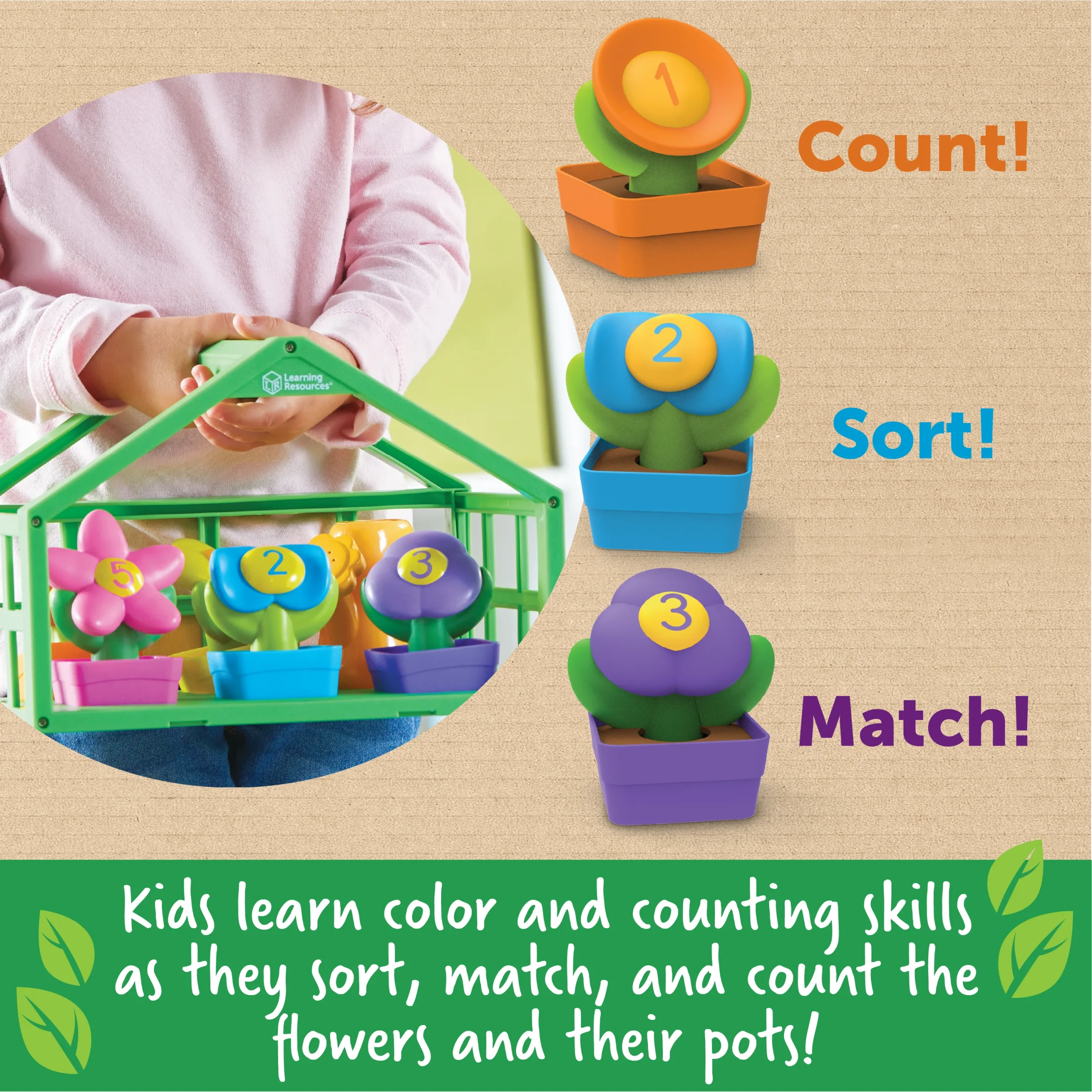 Learning Resources Puzzle Growing Greenhouse Color and Number Playset - Image 3