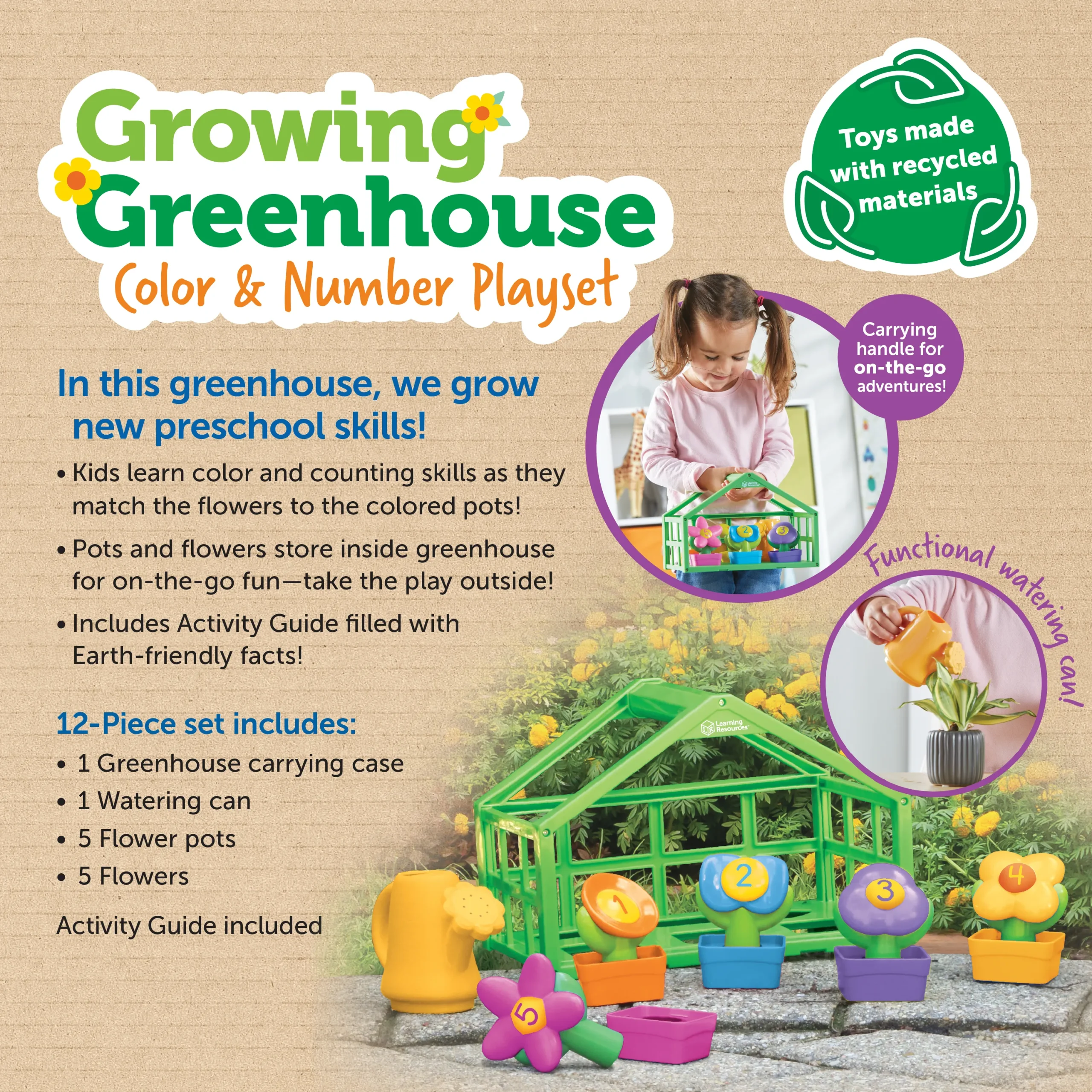 Learning Resources Puzzle Growing Greenhouse Color and Number Playset - Image 7