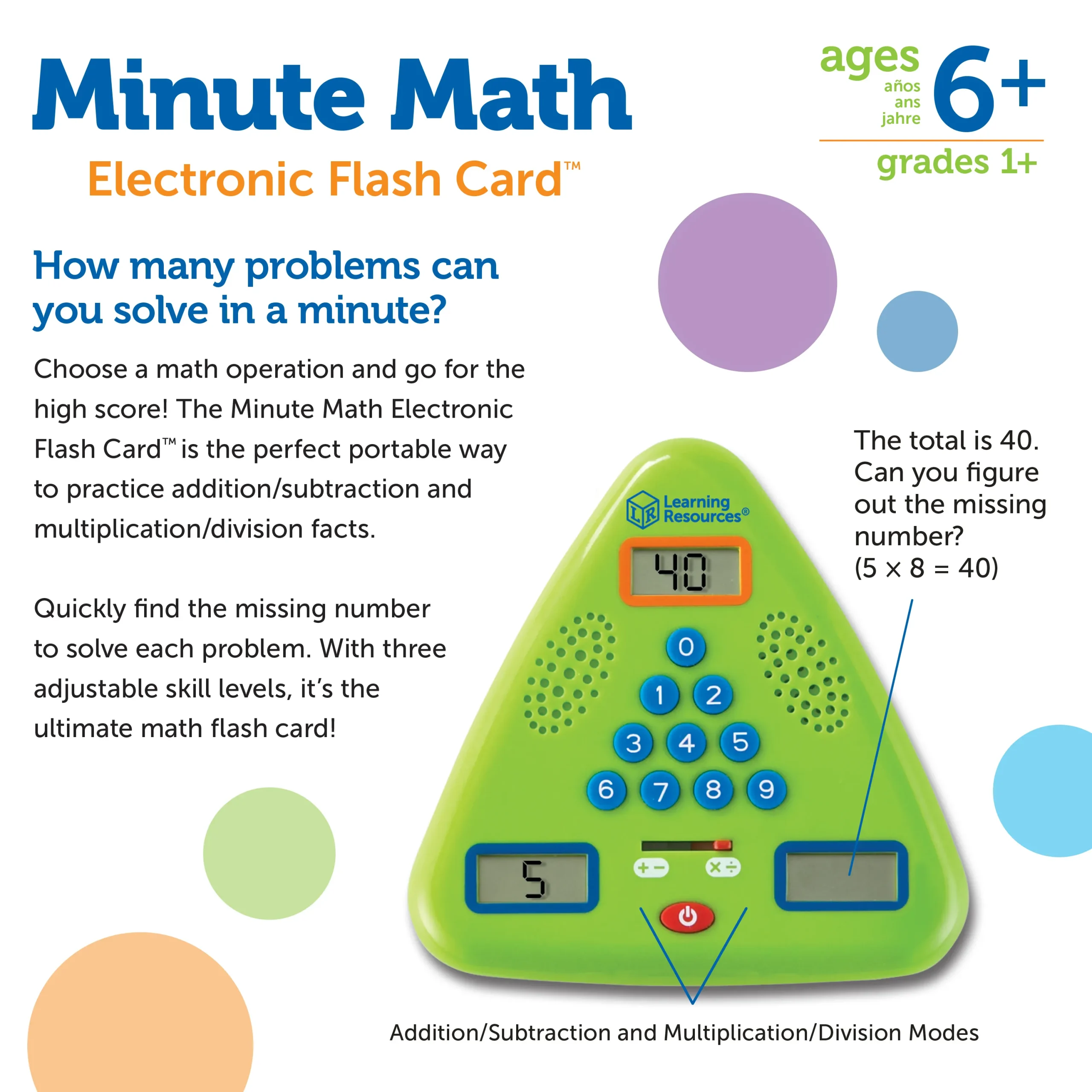 Learning Resources Puzzle Minute Math Electronic Flash Card - Image 7