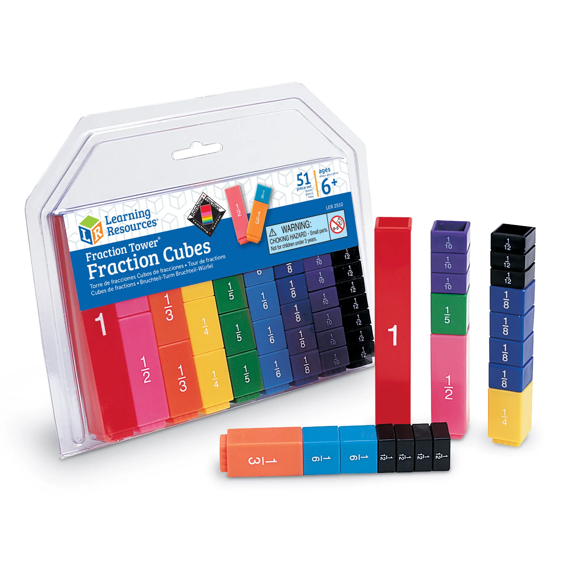 Learning Resources Puzzle Fraction Tower® Fraction Cubes - Image 2