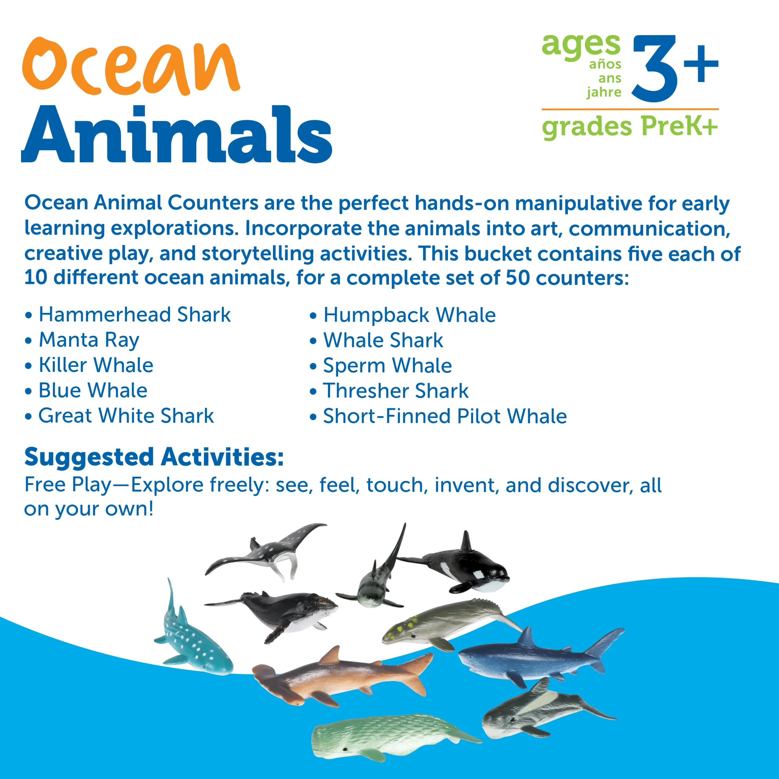 Learning Resources Puzzle Ocean Animals Counters, Set of 50 - Image 7