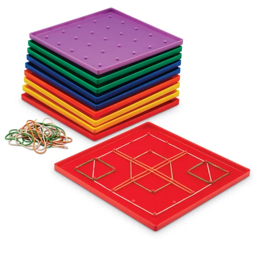 Learning Resources Puzzle Geoboards, 5 x 5 Pin, Set of 10