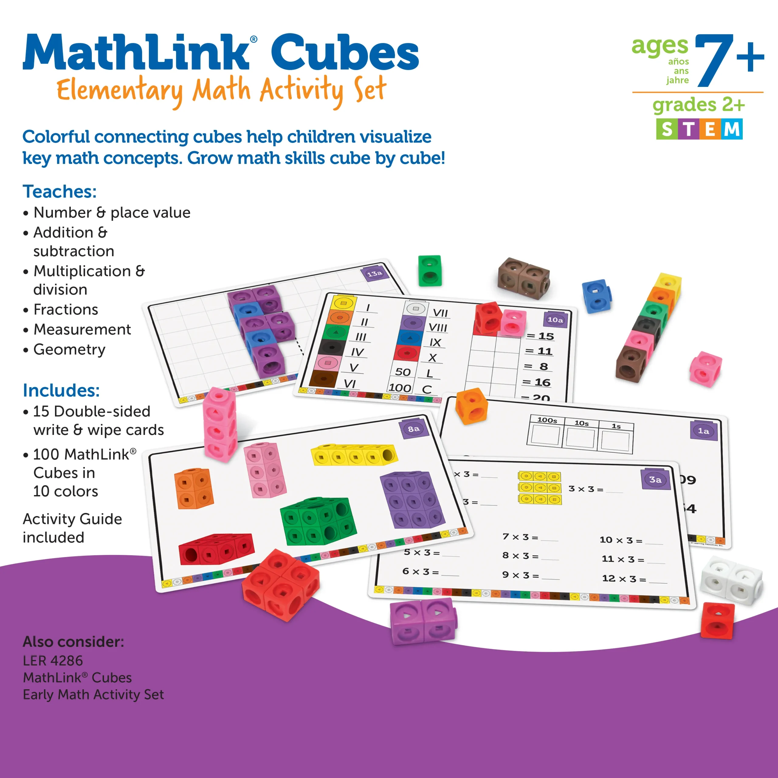 Learning Resources Puzzle MathLink® Cubes Elementary Math Activity Set - Image 2
