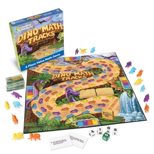 Learning Resources Puzzle Dino Math Tracks Place Value Game