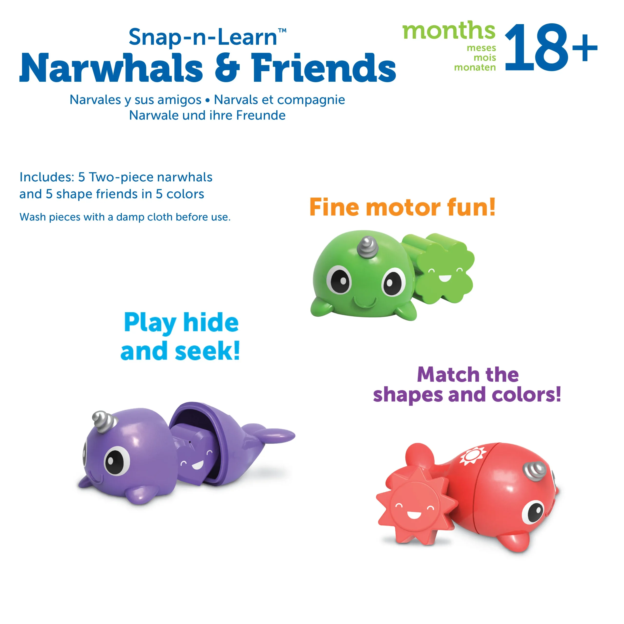 Learning Resources Puzzle Snap-n-Learn™ Narwhals and Friends - Image 6
