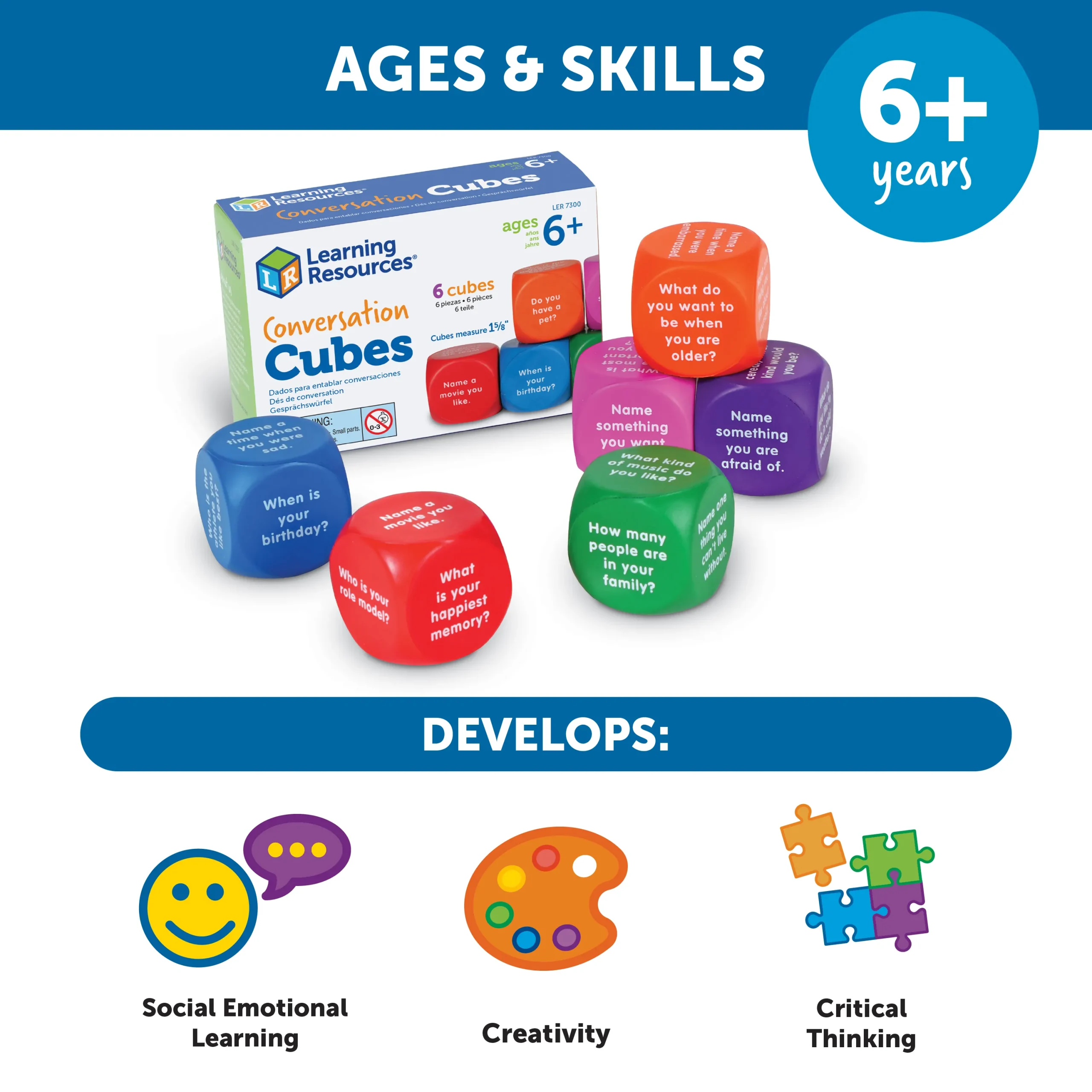 Learning Resources Puzzle Conversation Cubes - Image 6