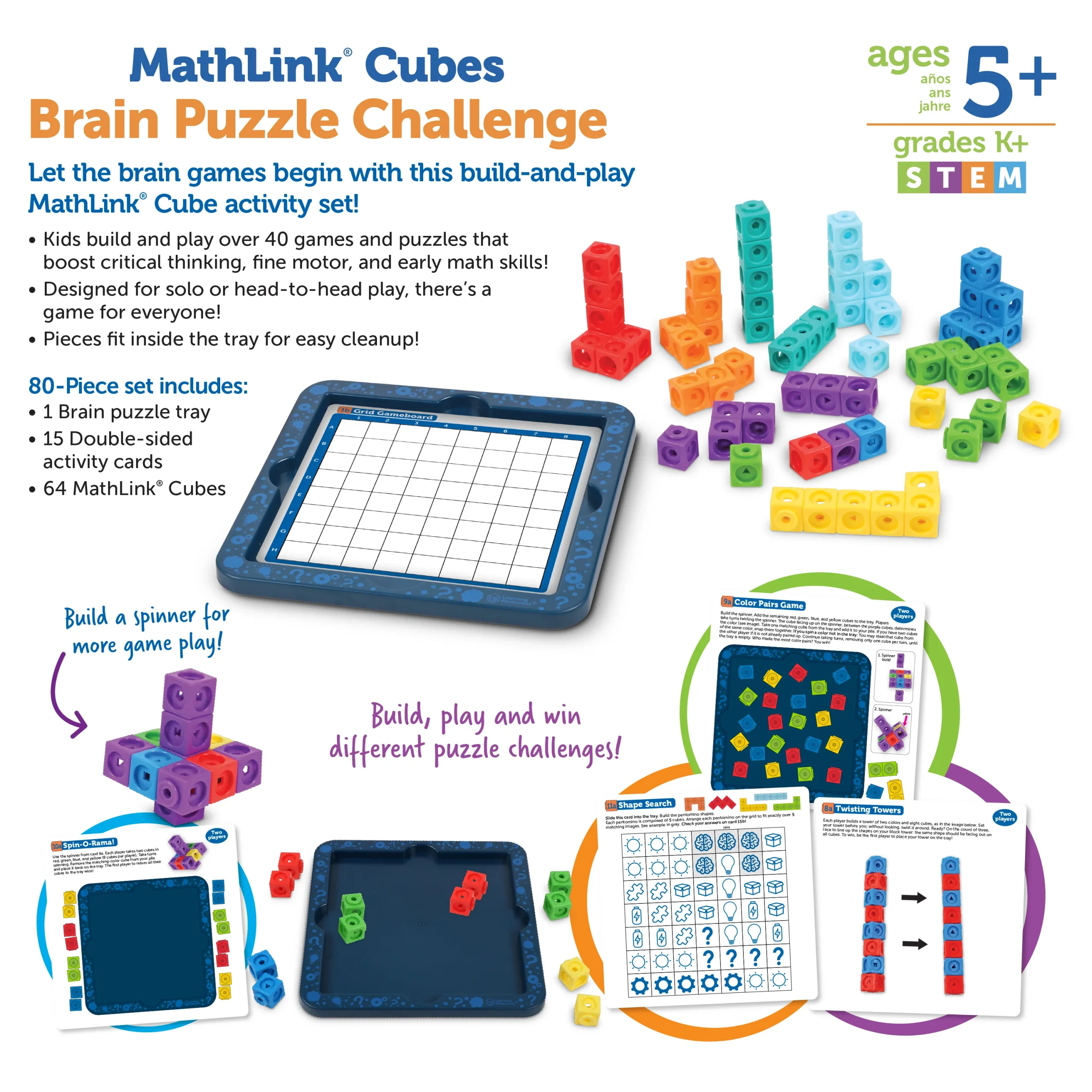 Learning Resources Puzzle MathLink® Cubes Brain Puzzle Challenge - Image 7
