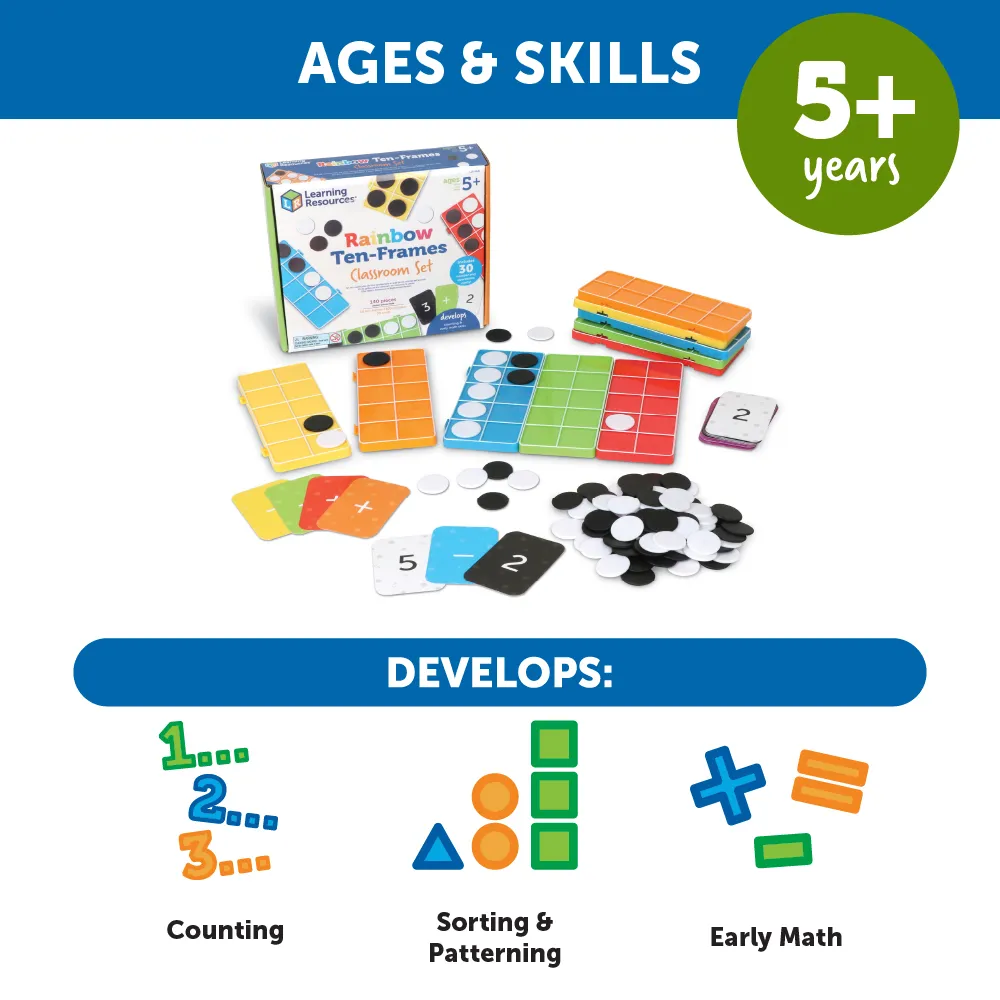 Learning Resources Puzzle Rainbow Ten-Frames Classroom Set - Image 6