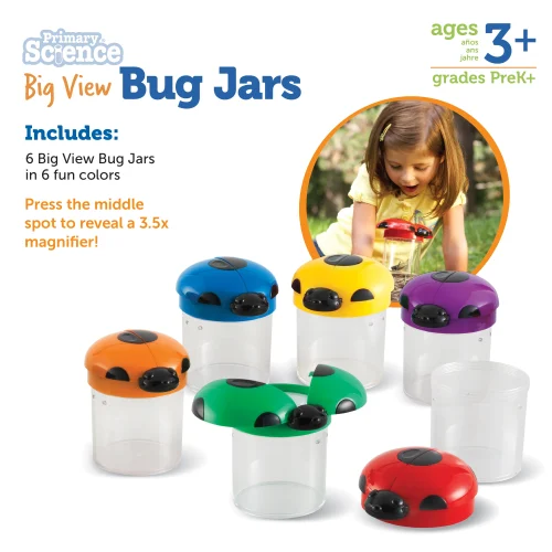 Alternative view of Primary Science® Big View Bug Jars, Set of 6