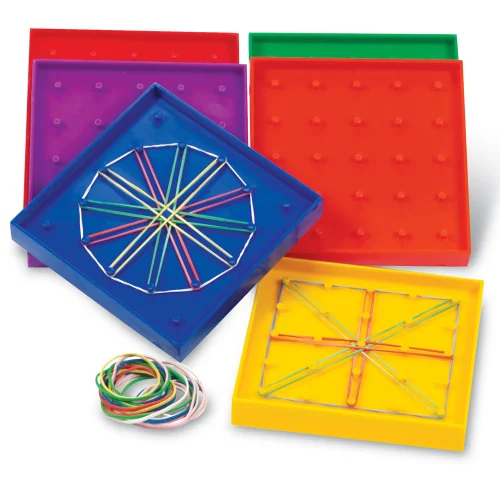 Learning Resources Puzzle 5" Assorted Geoboards - 5 x 5 Pin, Set of 6