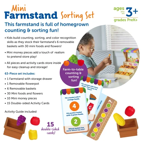 Alternative view of Learning Resources Puzzle Mini Farmstand Sorting Set