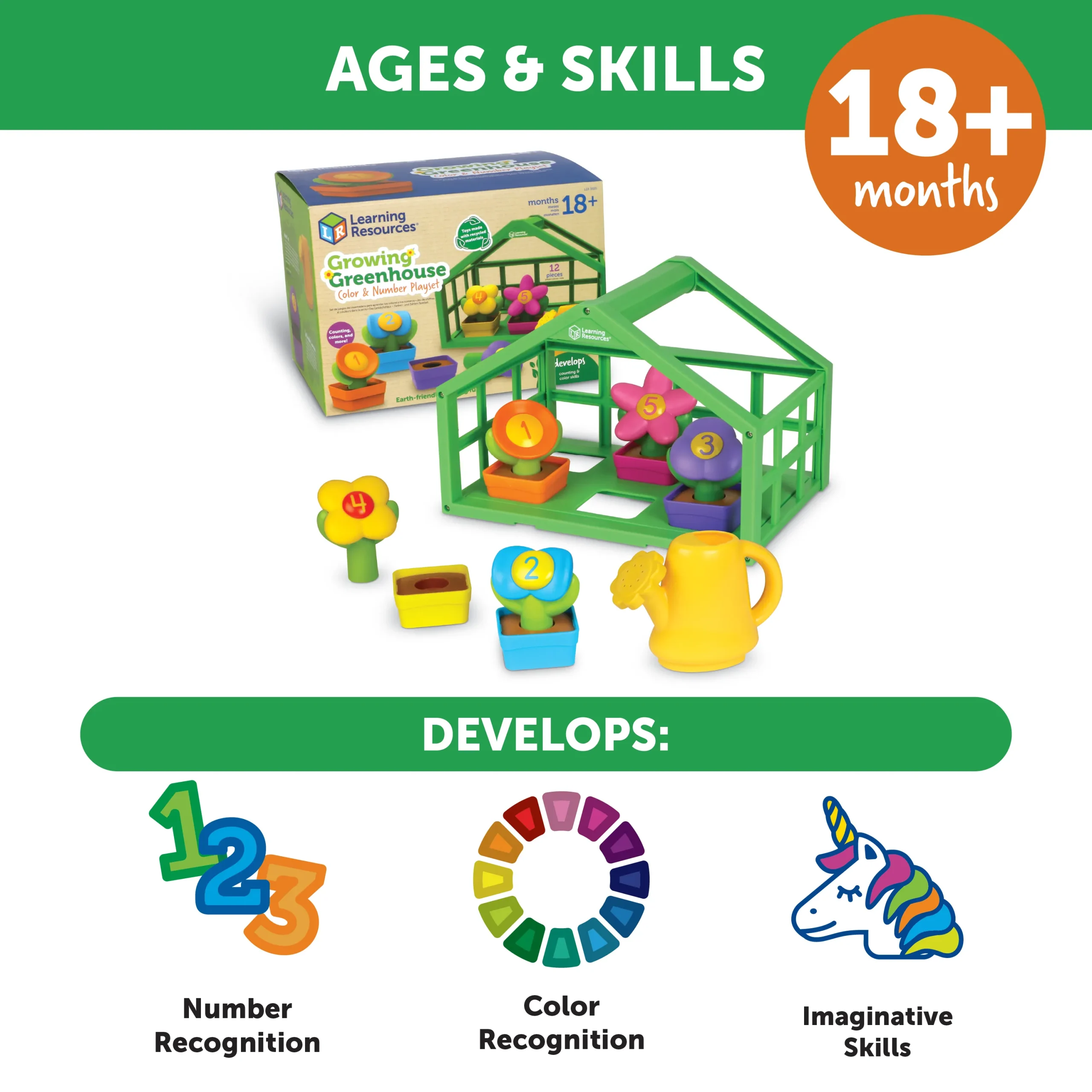 Learning Resources Puzzle Growing Greenhouse Color and Number Playset - Image 6