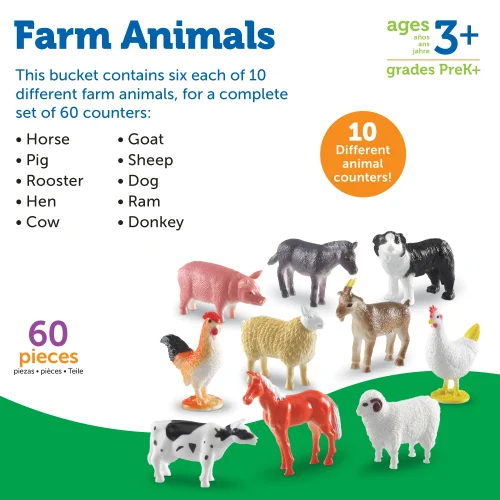 Alternative view of Learning Resources Puzzle Farm Animal Counters, Set of 60
