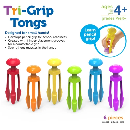 Alternative view of Learning Resources Puzzle Tri-Grip Tongs, Set of 6