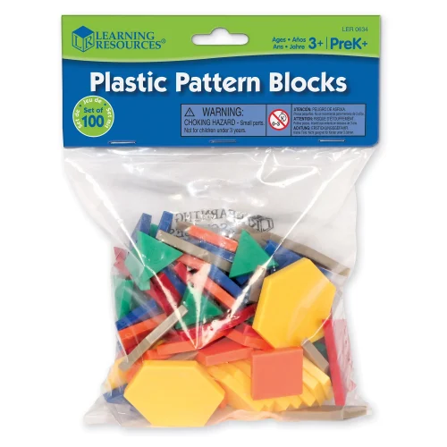 Alternative view of Learning Resources Puzzle Plastic Pattern Blocks - 0.5 cm, Set of 100
