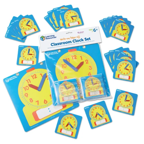 Write & Wipe Clocks Classroom Set
