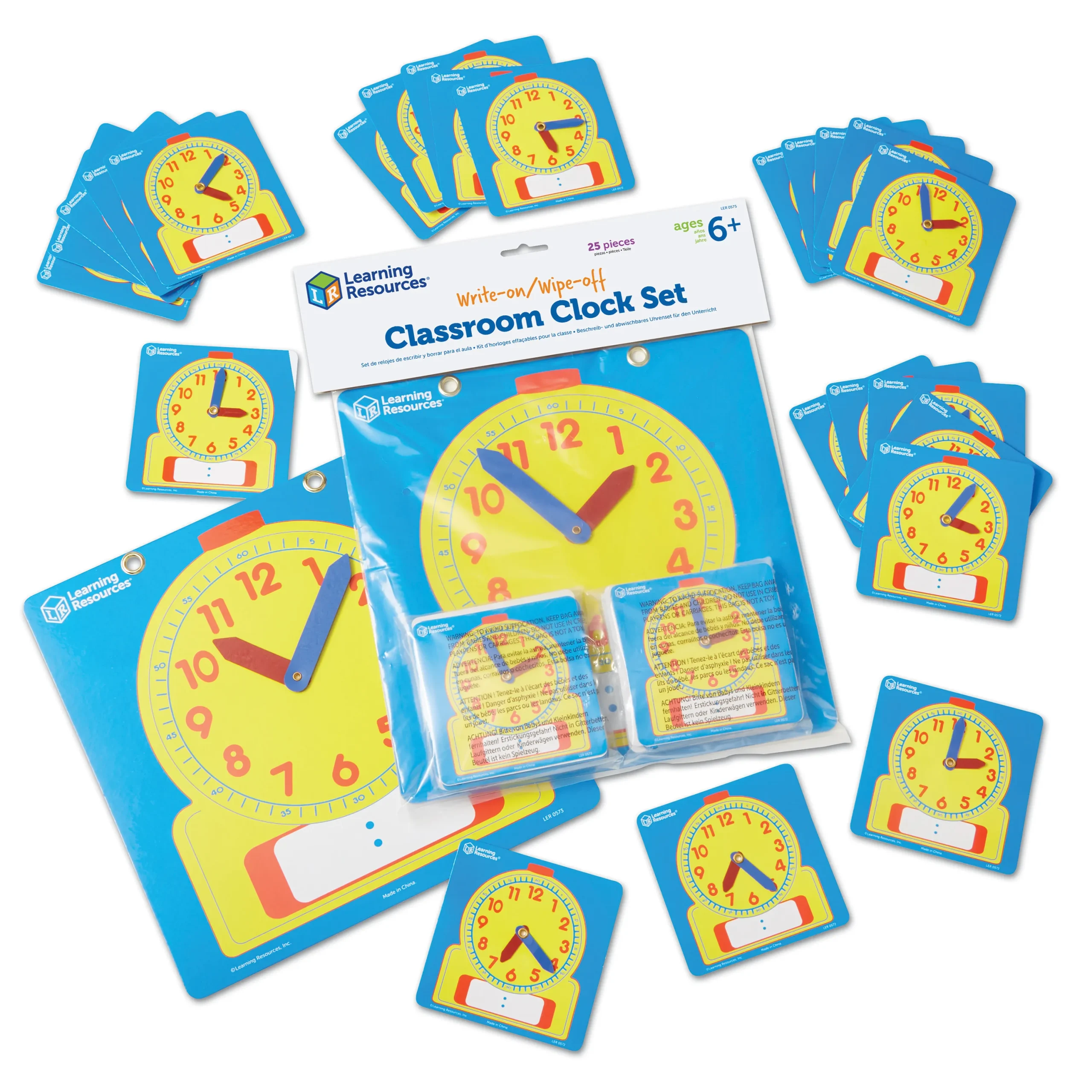 Write & Wipe Clocks Classroom Set
