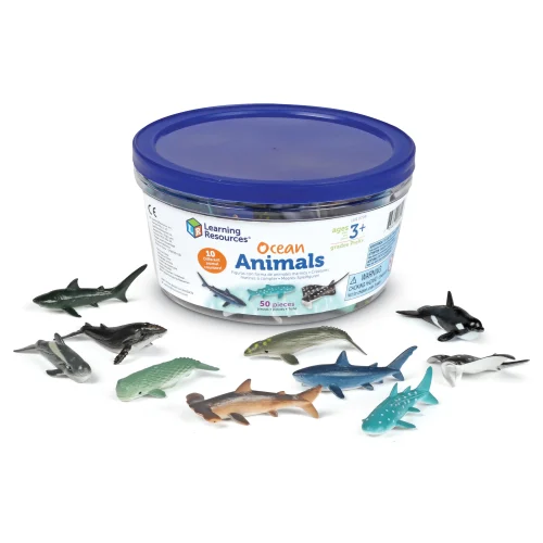 Learning Resources Puzzle Ocean Animals Counters, Set of 50