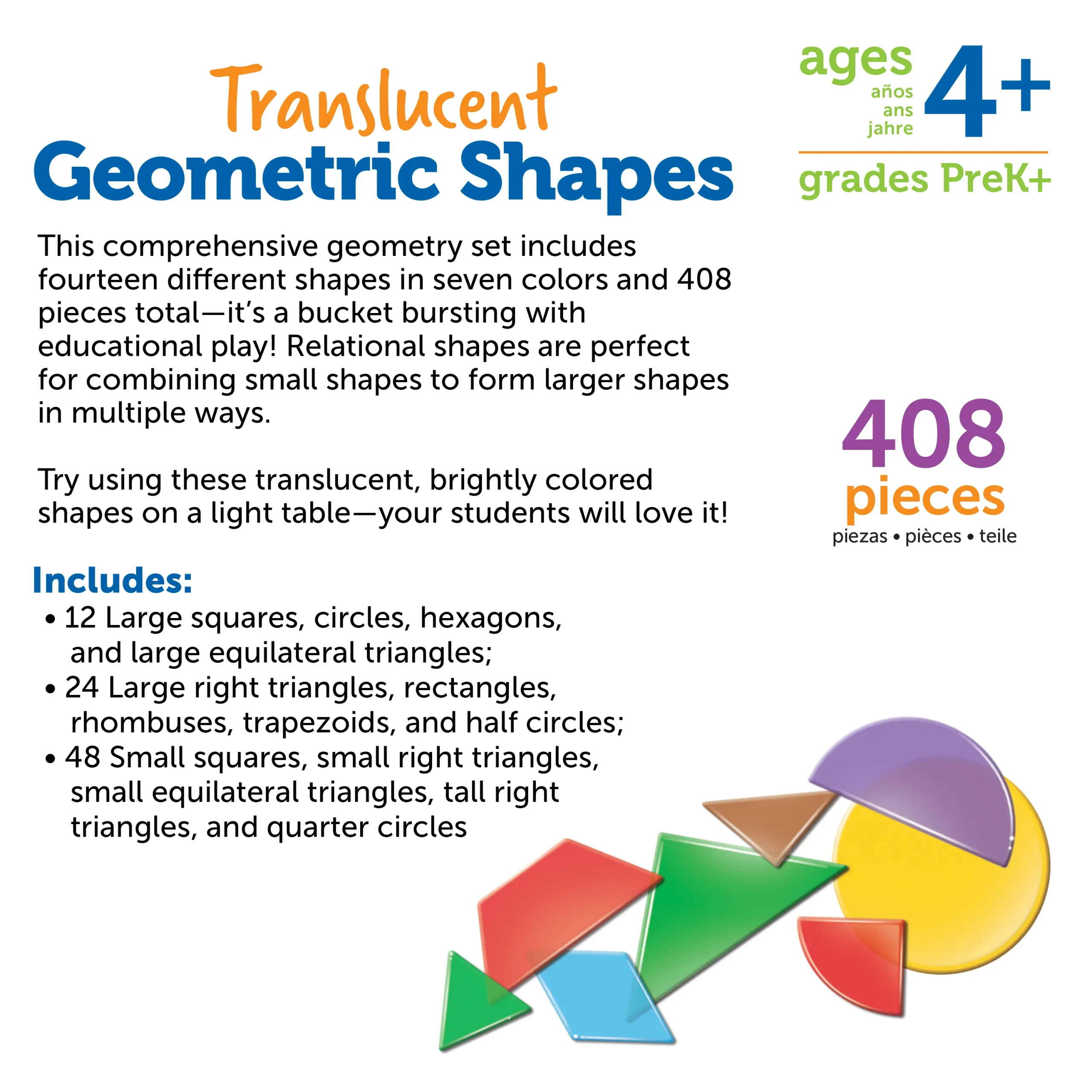 Learning Resources Puzzle Translucent Geometric Shapes - Image 2