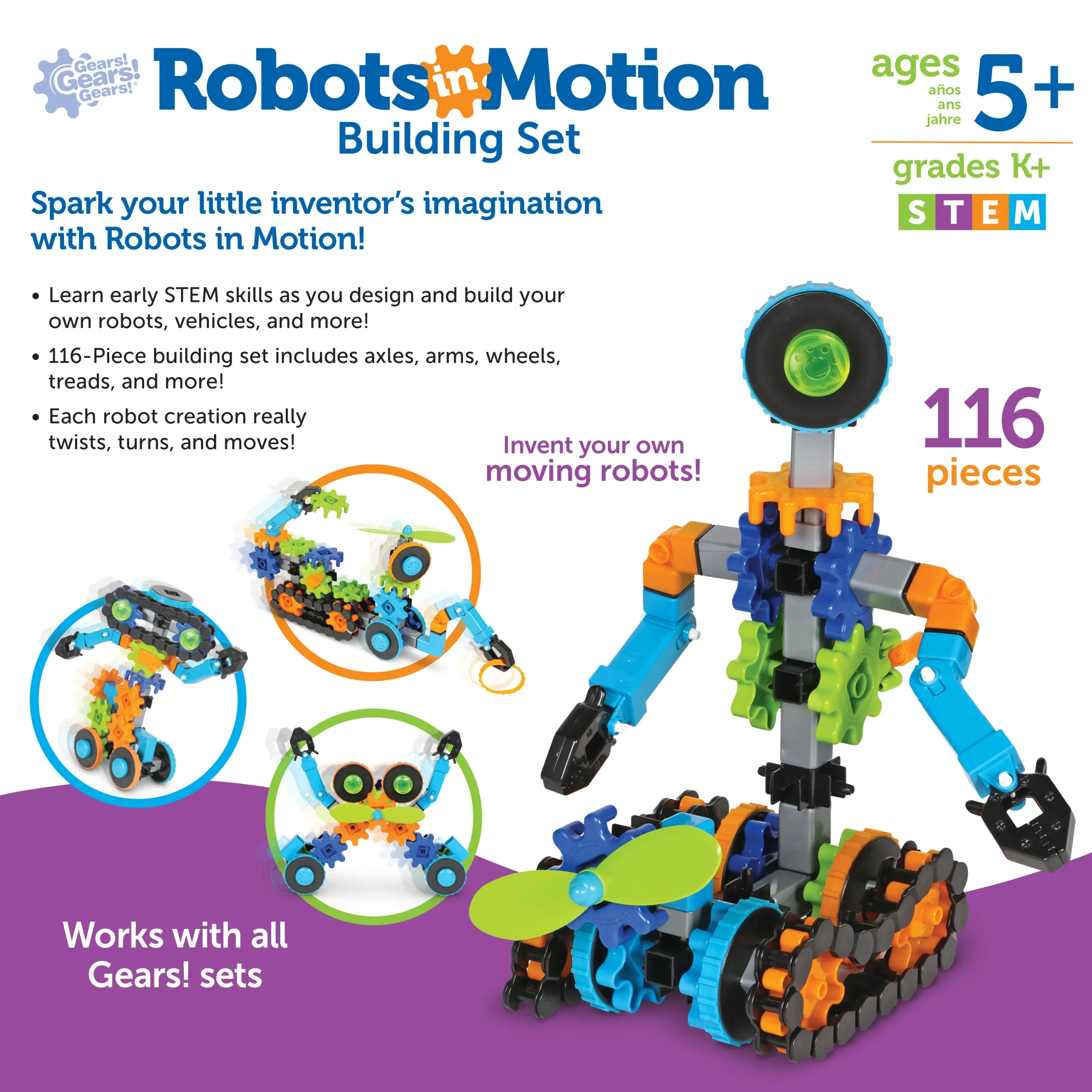 Learning Resources Puzzle Gears! Gears! Gears!® Robots in Motion - Image 7
