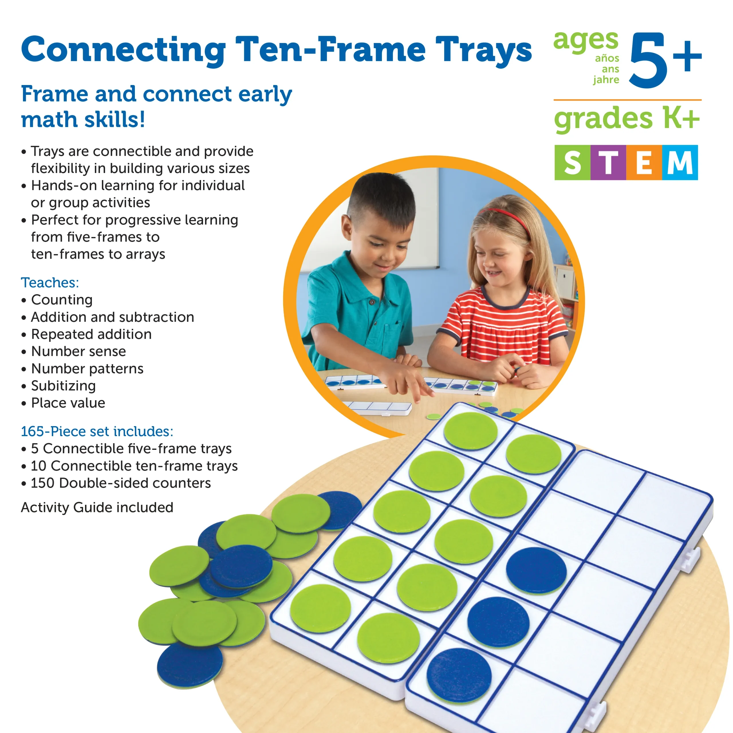 Learning Resources Puzzle Connecting Ten-Frame Trays - Image 2