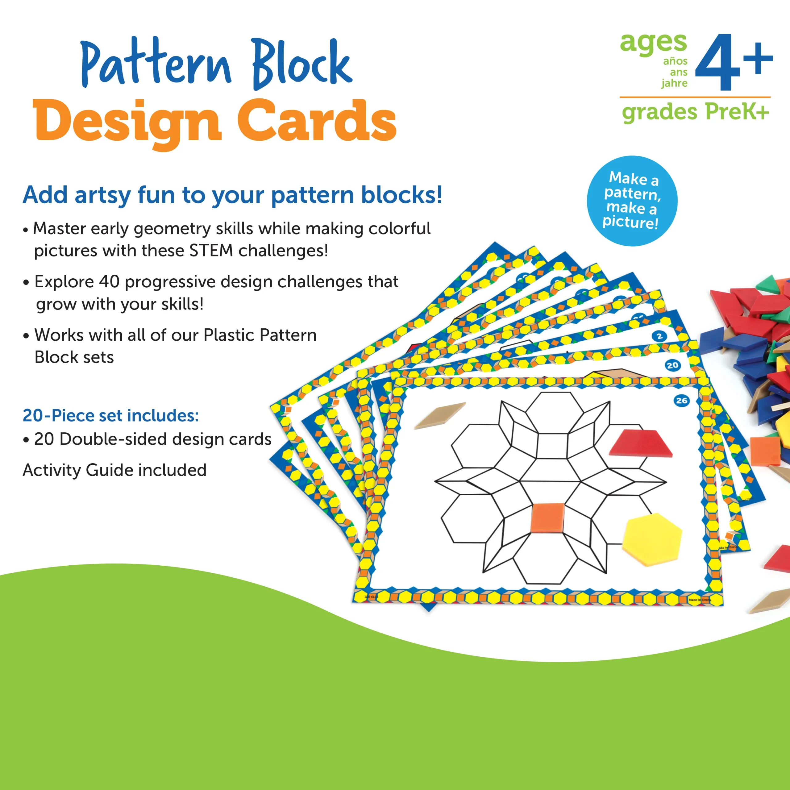 Learning Resources Puzzle Pattern Block Design Cards - Image 2