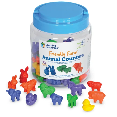Learning Resources Puzzle Friendly Farm® Animal Counters, Set of 72