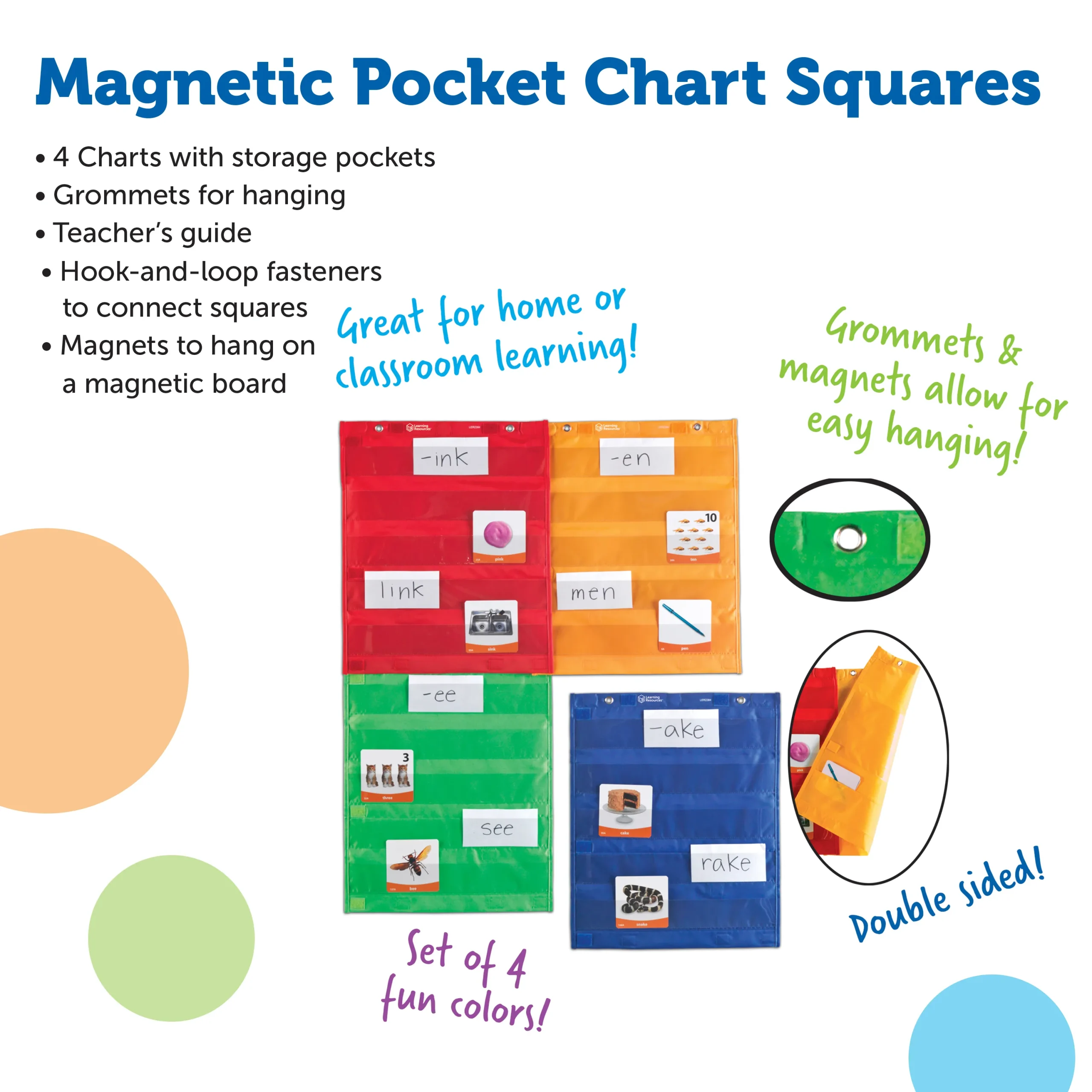 Learning Resources Puzzle Magnetic Pocket Chart Squares, Set of 4 - Image 2