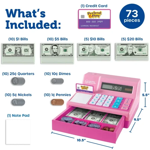 Alternative view of Learning Resources Puzzle Pretend & Play® Calculator Cash Register - Pink